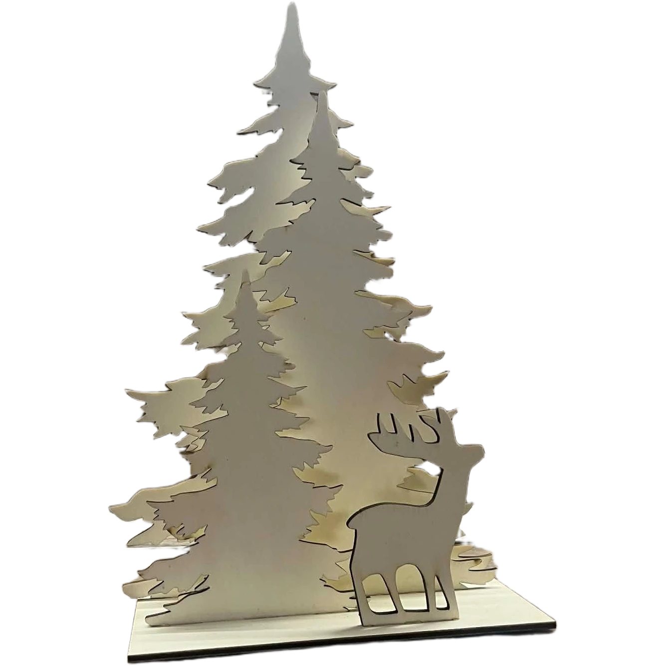 Božićna dekoracija sa šumom i jelenima